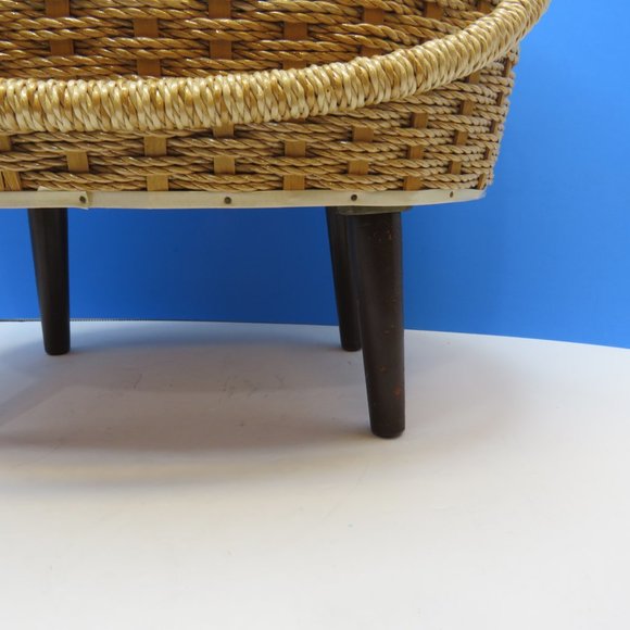 VTG Exclusive Singer MCM Sewing Storage Basket/Stool Woven Plastic Wicker - Picture 10 of 12